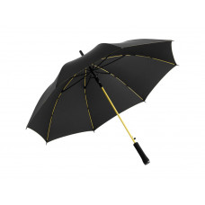 Зонт-трость 1084 Colorline с цветными спицами и куполом из переработанного пластика, черный/желтый с нанесением логотипа компании