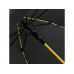 Зонт-трость 1084 Colorline с цветными спицами и куполом из переработанного пластика, черный/желтый с нанесением логотипа компании