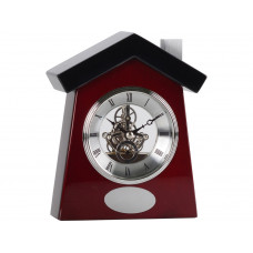 Часы настольные "Домик", коричневый/серебристый с нанесением логотипа компании