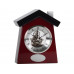 Часы настольные "Домик", коричневый/серебристый с нанесением логотипа компании