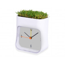 Часы настольные "Grass", белый/зеленый с нанесением логотипа компании
