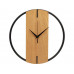 Деревянные часы с металлическим ободом, диаметр 30 см, "Time Wheel", натуральный/черный с нанесением логотипа компании