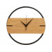 Деревянные часы с металлическим ободом, диаметр 30 см, "Time Wheel" горизонтальные, натуральный/черн с нанесением логотипа компании