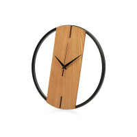 Деревянные часы с металлическим ободом, диаметр 30 см, "Time Wheel", натуральный/черный