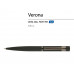 Ручка "Verona" шариковая  автоматическая, черный металлический корпус 1.0 мм, синяя с нанесением логотипа компании