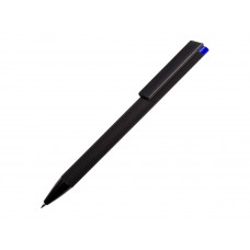 Ручка металлическая шариковая "Taper Metal" софт-тач с цветным зеркальным слоем, черный с синим с нанесением логотипа компании