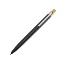 Nooshin шариковая ручка из переработанного алюминия, синие чернила - Черный с нанесением логотипа компании