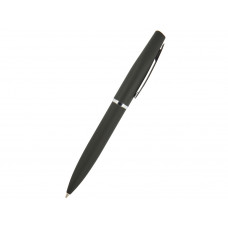 Ручка "Portofino" шариковая  автоматическая, черный металлический корпус, 1,0 мм, синяя с нанесением логотипа компании
