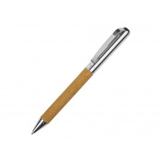 Шариковая ручка из переработанной стали и переработанной кожи "Venera", коричневая с нанесением логотипа компании