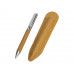 Шариковая ручка из переработанной стали и переработанной кожи "Venera", коричневая с нанесением логотипа компании