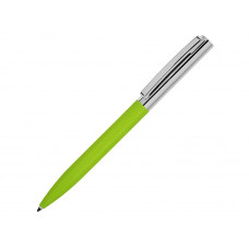 Ручка металлическая soft-touch шариковая «Tally» с зеркальным слоем, серебристый/зеленый с нанесением логотипа компании