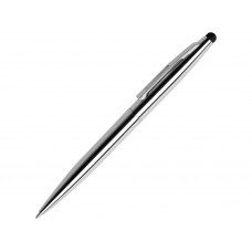 Ручка шариковая металлическая поворотная "Glory" со стилусом, серебристый с нанесением логотипа компании