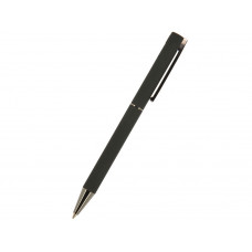Ручка "Bergamo" шариковая автоматическая, черный металлический корпус, 1.0 мм, синяя с нанесением логотипа компании