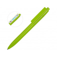 Ручка пластиковая шариковая «Mastic» под полимерную наклейку, зеленое яблоко с нанесением логотипа компании