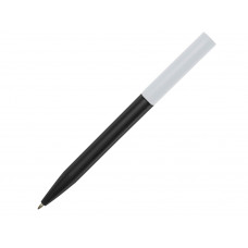 Шариковая ручка Unix из переработанной пластмассы, синие чернила - Черный с нанесением логотипа компании