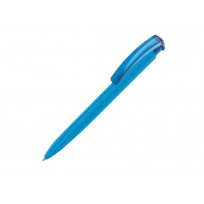 Ручка шариковая трехгранная UMA «TRINITY K transparent GUM», soft-touch, голубой с нанесением логотипа компании