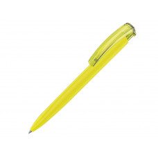 Ручка шариковая трехгранная UMA «TRINITY K transparent GUM», soft-touch, желтый с нанесением логотипа компании