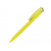 Ручка шариковая трехгранная UMA «TRINITY K transparent GUM», soft-touch, желтый с нанесением логотипа компании