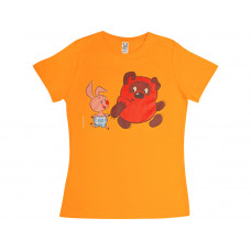 Футболка «Винни-Пух» женская, оранжевый с нанесением логотипа компании