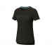 Borax Женская футболка с короткими рукавами из переработанного полиэстера согласно стандарту GRS с отличным кроем - сплошной черный с нанесением логотипа компании