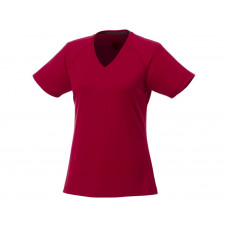 Модная женская футболка Amery  с коротким рукавом и V-образным вырезом, красный с нанесением логотипа компании