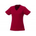 Модная женская футболка Amery  с коротким рукавом и V-образным вырезом, красный с нанесением логотипа компании
