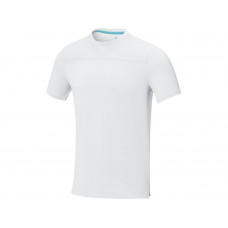 Borax Мужская футболка с короткими рукавами из переработанного полиэстера, сертифицированного согласно GRS - Белый с нанесением логотипа компании