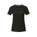 Borax Женская футболка с короткими рукавами из переработанного полиэстера согласно стандарту GRS с отличным кроем - сплошной черный с нанесением логотипа компании