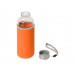 Бутылка для воды "Pure" c чехлом, 420 мл, оранжевый с нанесением логотипа компании