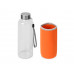 Бутылка для воды "Pure" c чехлом, 420 мл, оранжевый с нанесением логотипа компании