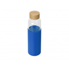Бутылка для воды стеклянная "Refine", в чехле, 550 мл, темно-синий с нанесением логотипа компании