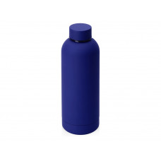 Вакуумная термобутылка "Cask" Waterline, soft touch, 500 мл, тубус, синий с нанесением логотипа компании