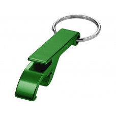 Брелок-открывалка Tao из переработанного алюминия - Зеленый с нанесением логотипа компании