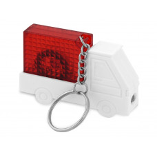 Брелок-рулетка "Автомобиль" с фонариком, 1 м., белый/красный