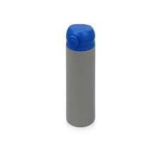 Вакуумная термокружка «Хот» 470мл, серый/синий с нанесением логотипа компании