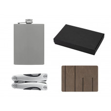 Набор с мультитулом и фляжкой "Путешественник 2.0.", серый