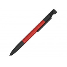 Ручка-стилус пластиковая шариковая многофункциональная (6 функций) «Multy», красный с нанесением логотипа компании