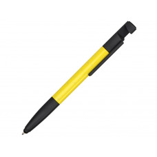 Ручка-стилус пластиковая шариковая многофункциональная (6 функций) «Multy», желтый с нанесением логотипа компании