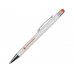 Ручка металлическая шариковая «Flowery» со стилусом и цветным зеркальным слоем, белый/оранжевый с нанесением логотипа компании