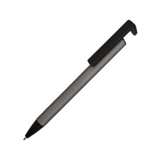 Ручка-подставка шариковая «Кипер Металл», серый с нанесением логотипа компании