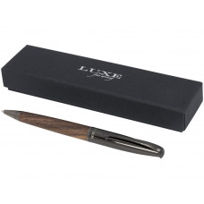 Шариковая ручка с деревянным корпусом Loure, черный/коричневый с нанесением логотипа компании