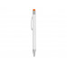Ручка металлическая шариковая «Flowery» со стилусом и цветным зеркальным слоем, белый/оранжевый с нанесением логотипа компании