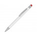 Ручка металлическая шариковая «Flowery» со стилусом и цветным зеркальным слоем, белый/красный с нанесением логотипа компании