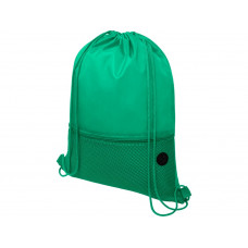 Сетчастый рюкзак со шнурком Oriole, зеленый с нанесением логотипа компании