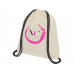 Рюкзак со шнурком Oregon, имеет цветные веревки, изготовлен из хлопка 100 г/м2, бежевый/черный с нанесением логотипа компании