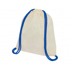 Рюкзак со шнурком Oregon, имеет цветные веревки, изготовлен из хлопка 100 г/м2, бежевый/синий