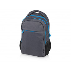 Рюкзак «Metropolitan», серый с голубой молнией с нанесением логотипа компании