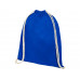 Рюкзак со шнурком Oregon хлопка плотностью 140 г/м2, синий с нанесением логотипа компании