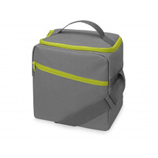 Изотермическая сумка-холодильник "Classic" c контрастной молнией, серый/зел яблоко