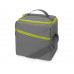 Изотермическая сумка-холодильник "Classic" c контрастной молнией, серый/зел яблоко с нанесением логотипа компании
